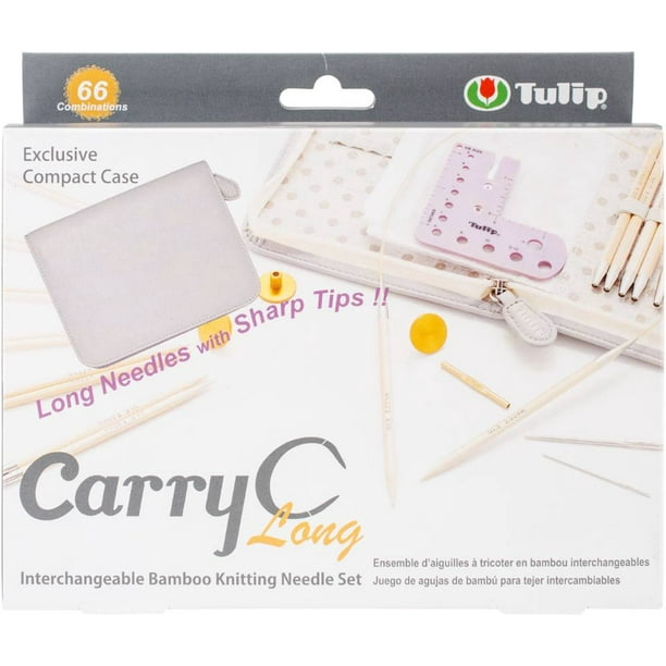 Tulip Carry C Interchangeable Bamboo Knitting Needle Set-Long Fine Gauge 